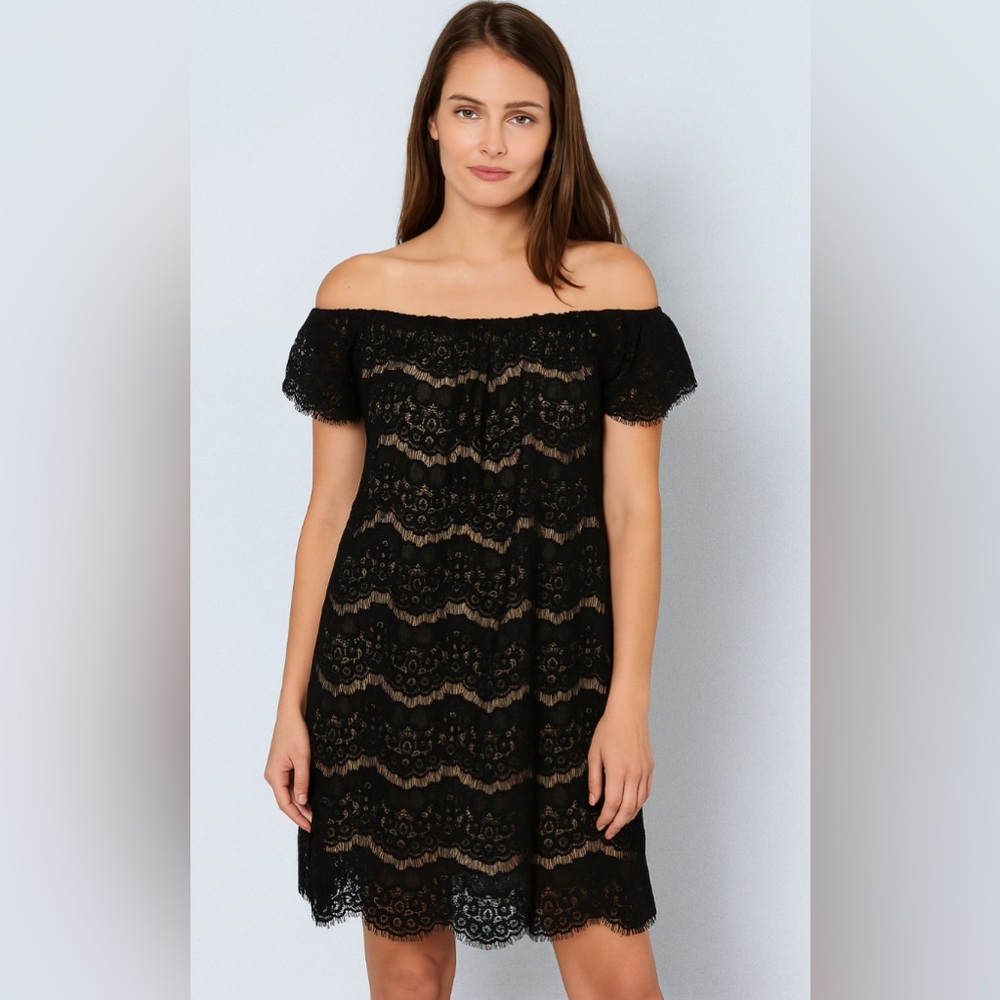 NWT Off the Shoulder Black Lace Dress by love, Fire